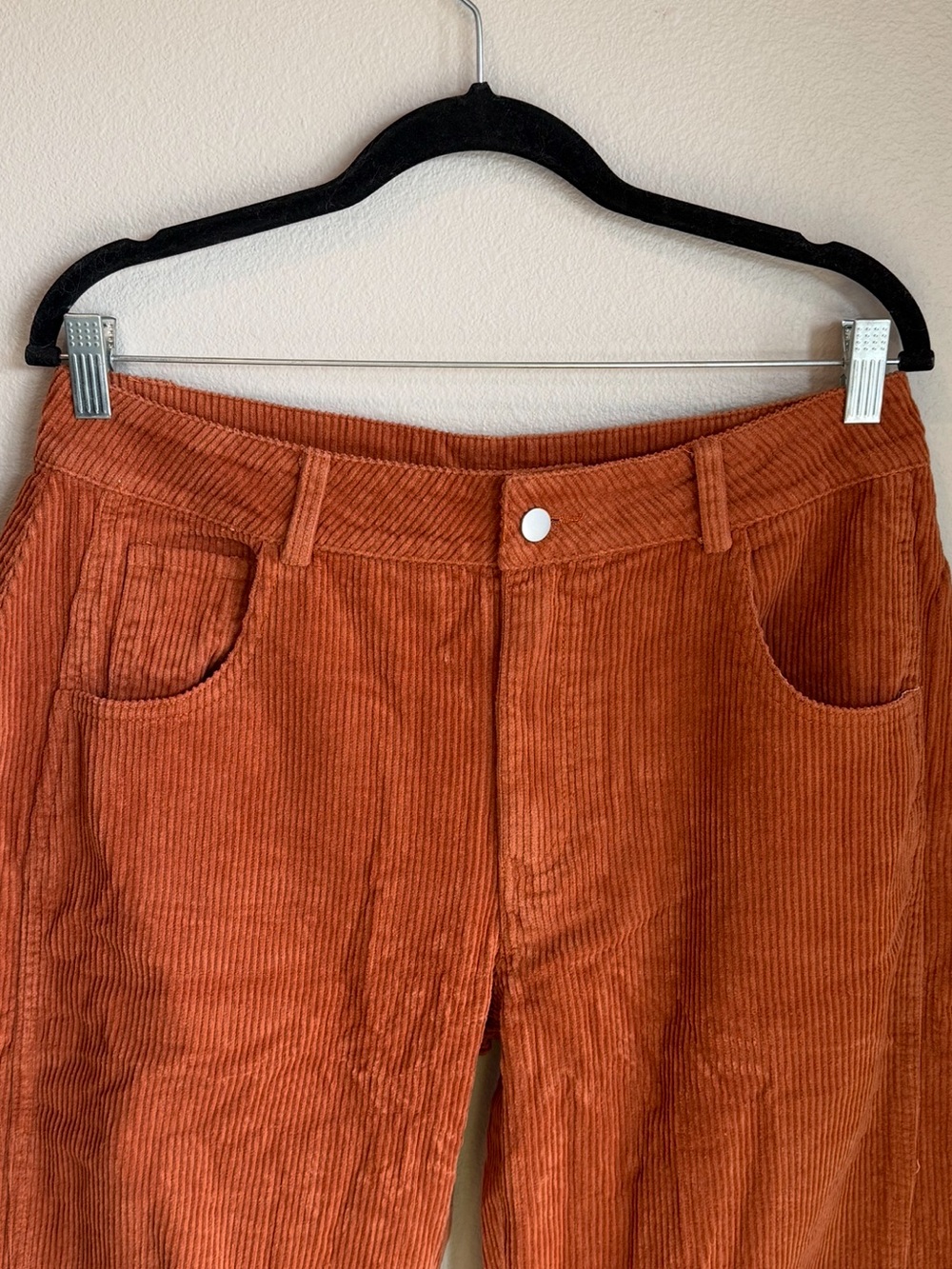 So Me Barrel Pants Size Large Rust Corduroy Cropped Belt Loops Side Pockets New - Picture 4 of 13